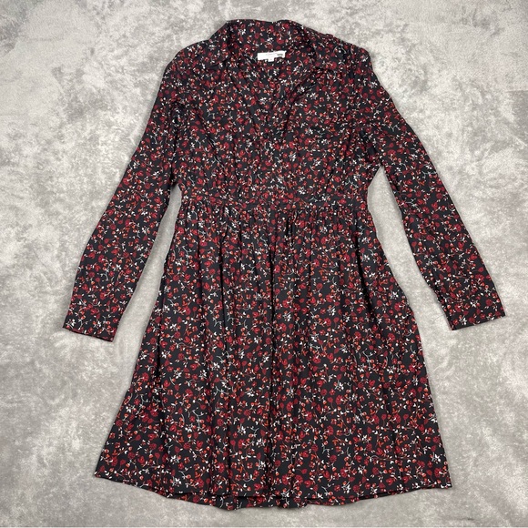 *EUC* Thakoon Collective / Floral Long Sleeve Collar Shirtdress / Black, Red/ 12 - Picture 9 of 15